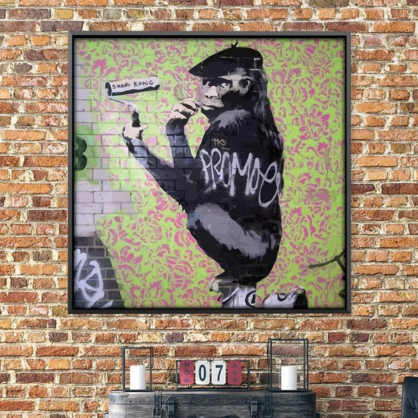 Banksy Gorilla Artist Canvas Art Clock Canvas
