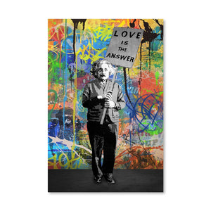 Banksy Graffiti Einstein Canvas Art Clock Canvas