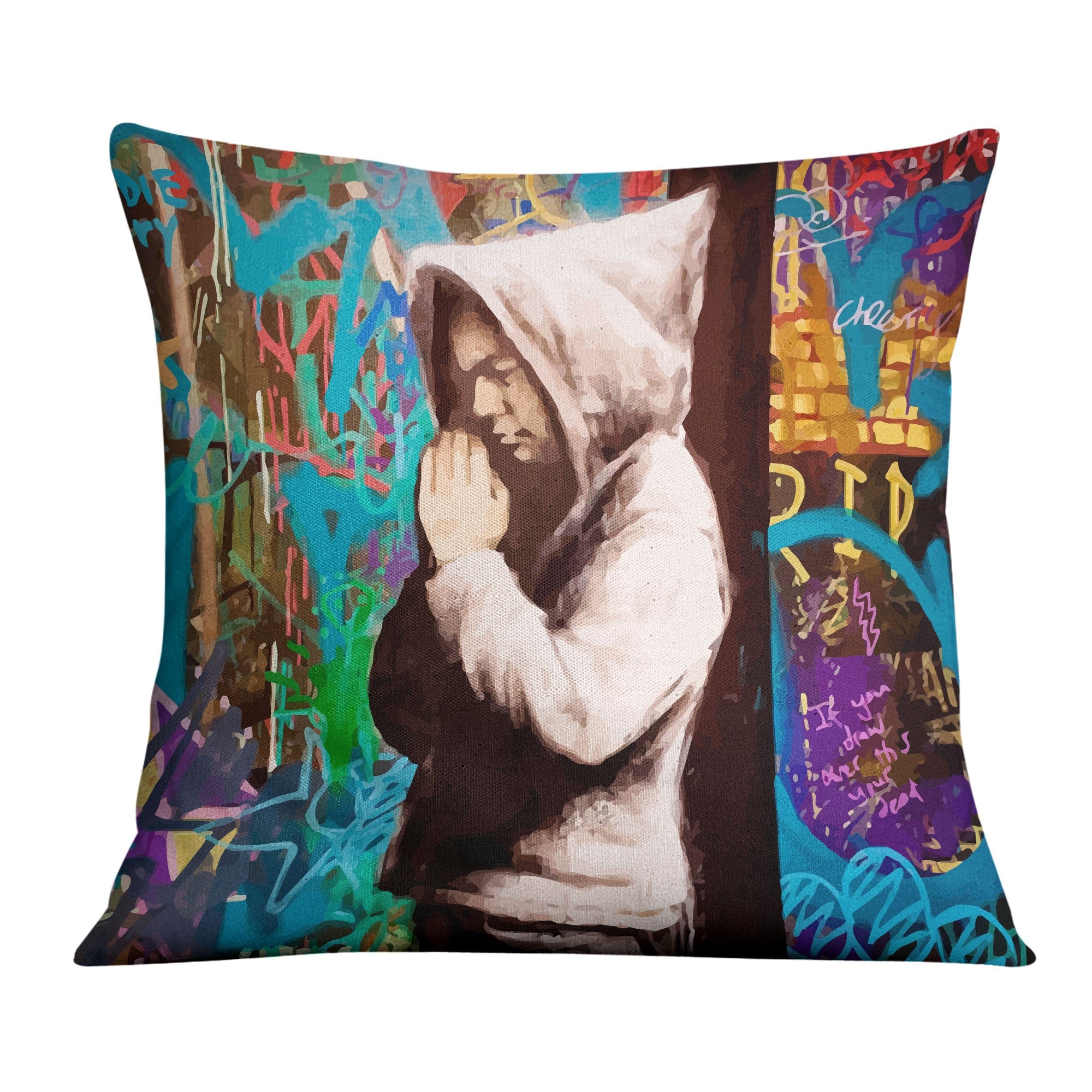 Banksy Graffiti Pray Cushion product thumbnail