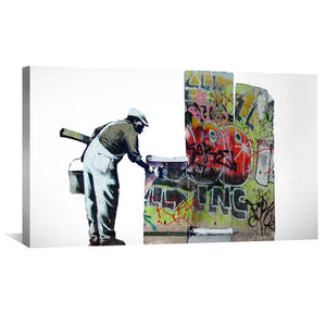 Banksy Graffiti Wallpaper Canvas Art 50 x 25cm / Unframed Canvas Print Clock Canvas