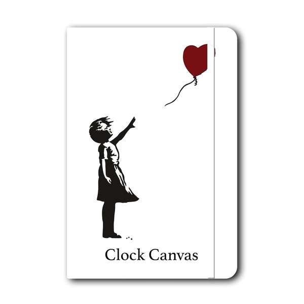 Banksy Heart Balloon Girl Collectors Notebook Note Book Soft Cover / White / A5: 210 x 148 mm Clock Canvas