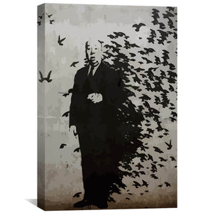 Banksy Hitchcock Birds Canvas Art 30 x 45cm / Unframed Canvas Print Clock Canvas