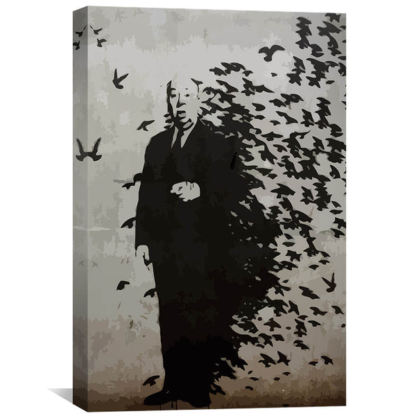 Banksy Hitchcock Birds Canvas Art 30 x 45cm / Unframed Canvas Print Clock Canvas