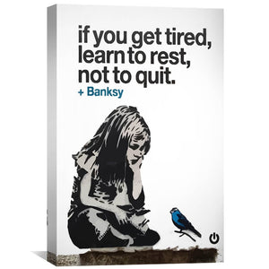 Banksy If You Get Tired Canvas Art Clock Canvas
