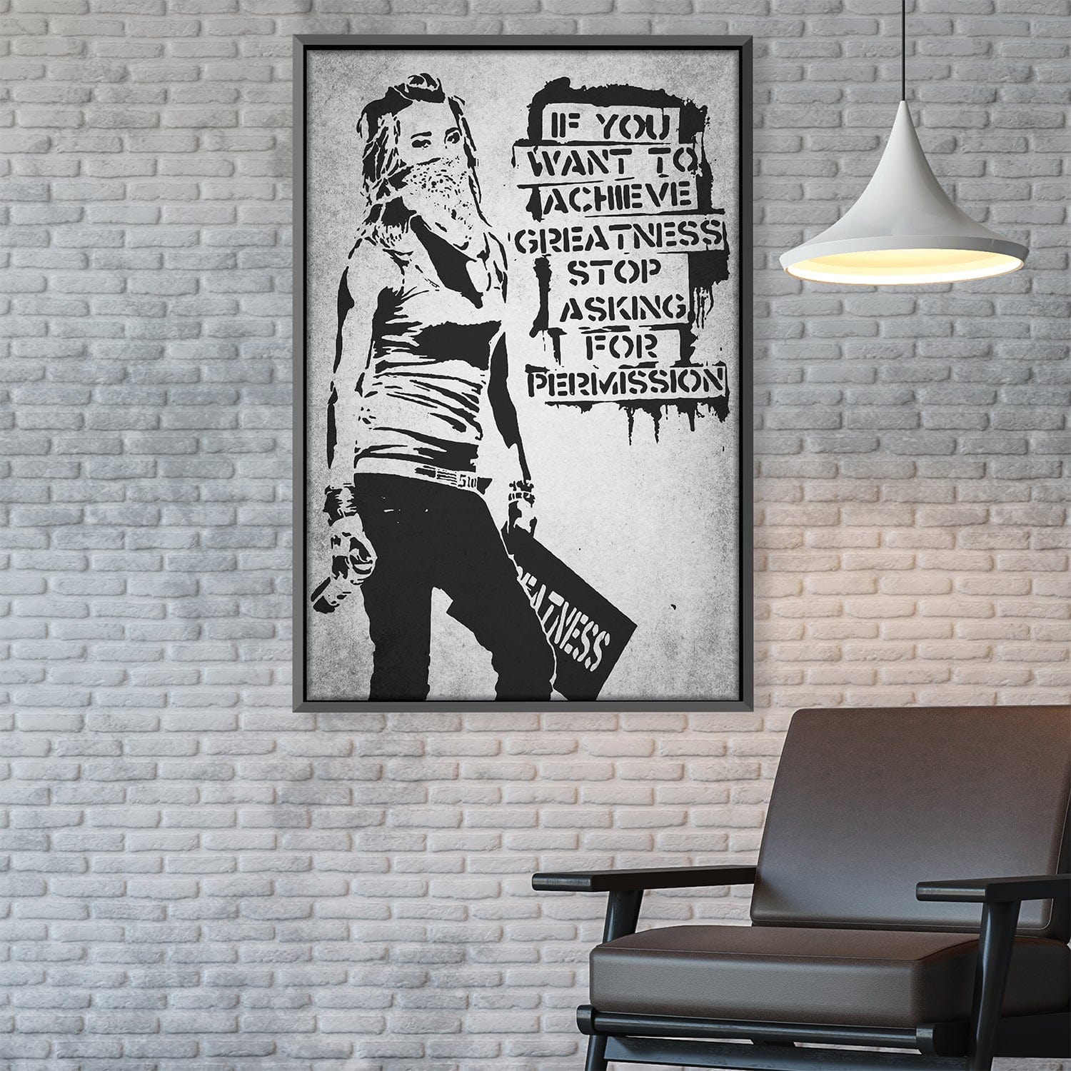 Banksy If You Want To Achieve Greatness Stop Asking For Permission Canvas product thumbnail