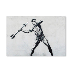 Banksy Javelin Thrower Canvas Art Clock Canvas