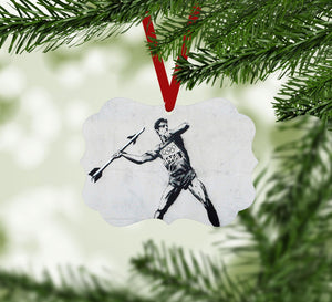 Banksy Javelin Thrower Ornament Christmas Ornament Victorian 10.8 x 8cm Clock Canvas