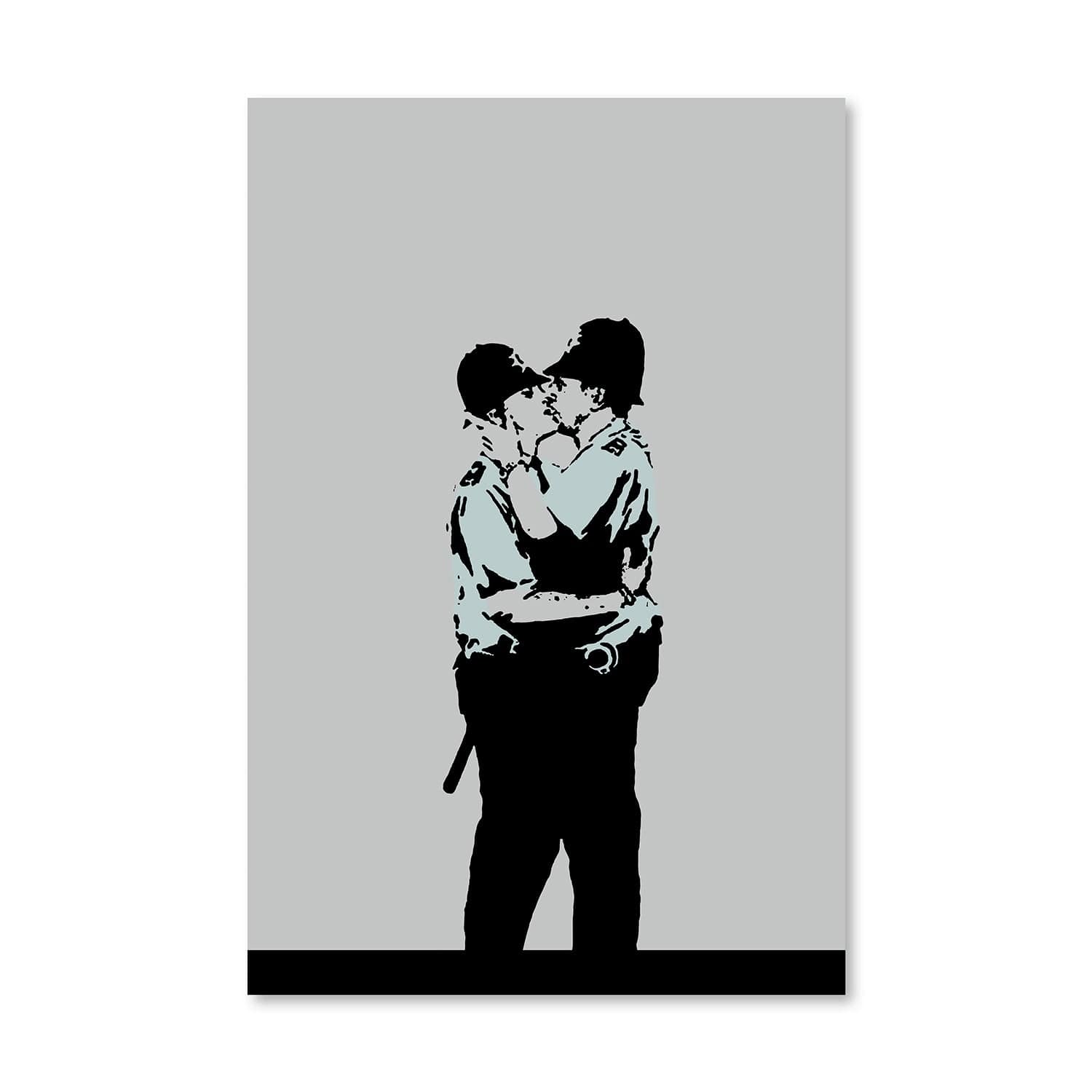 Banksy Kissing Coppers Canvas Art Clock Canvas