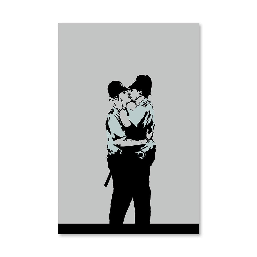 Banksy Kissing Coppers Canvas Art Clock Canvas