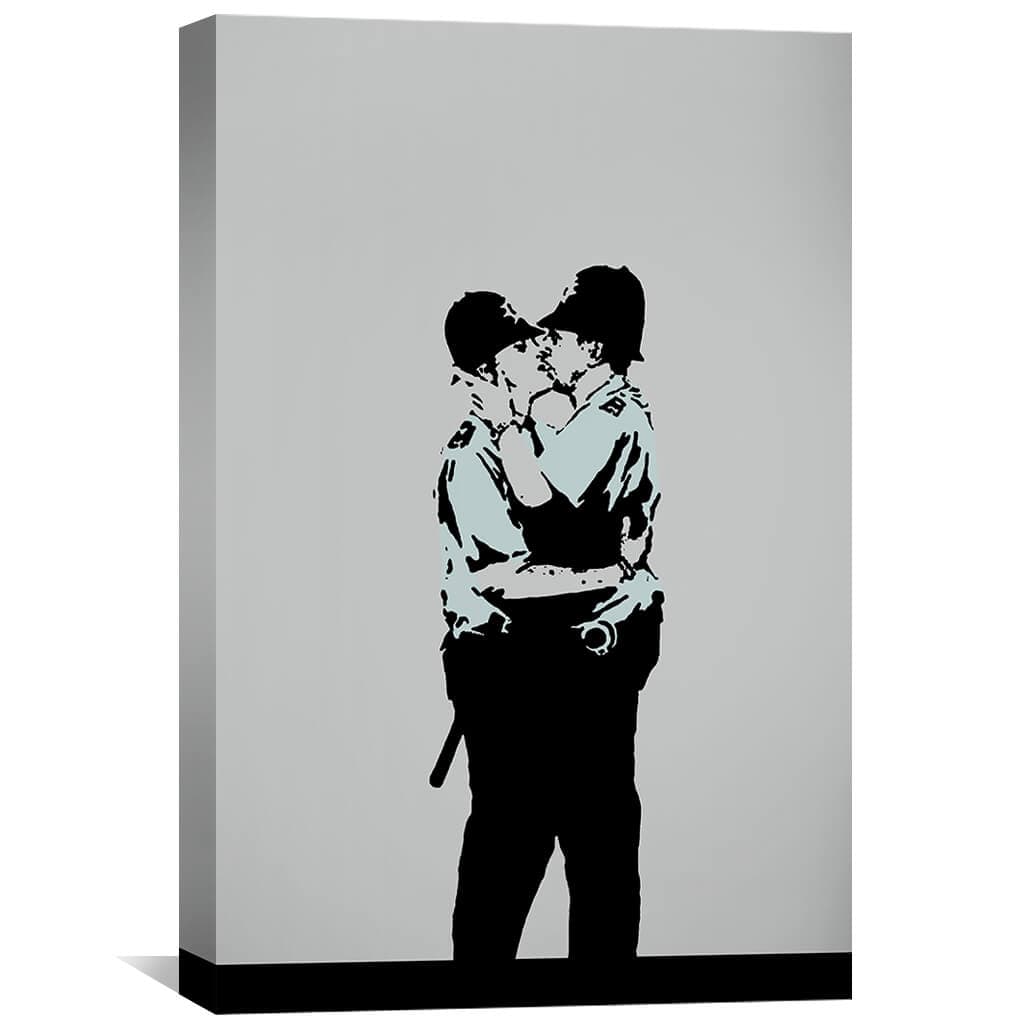 Banksy Kissing Coppers Canvas | Canvas Wall Art