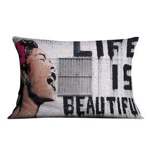 Banksy Life Is Beautiful Cushion Cushion 48 x 33cm Clock Canvas