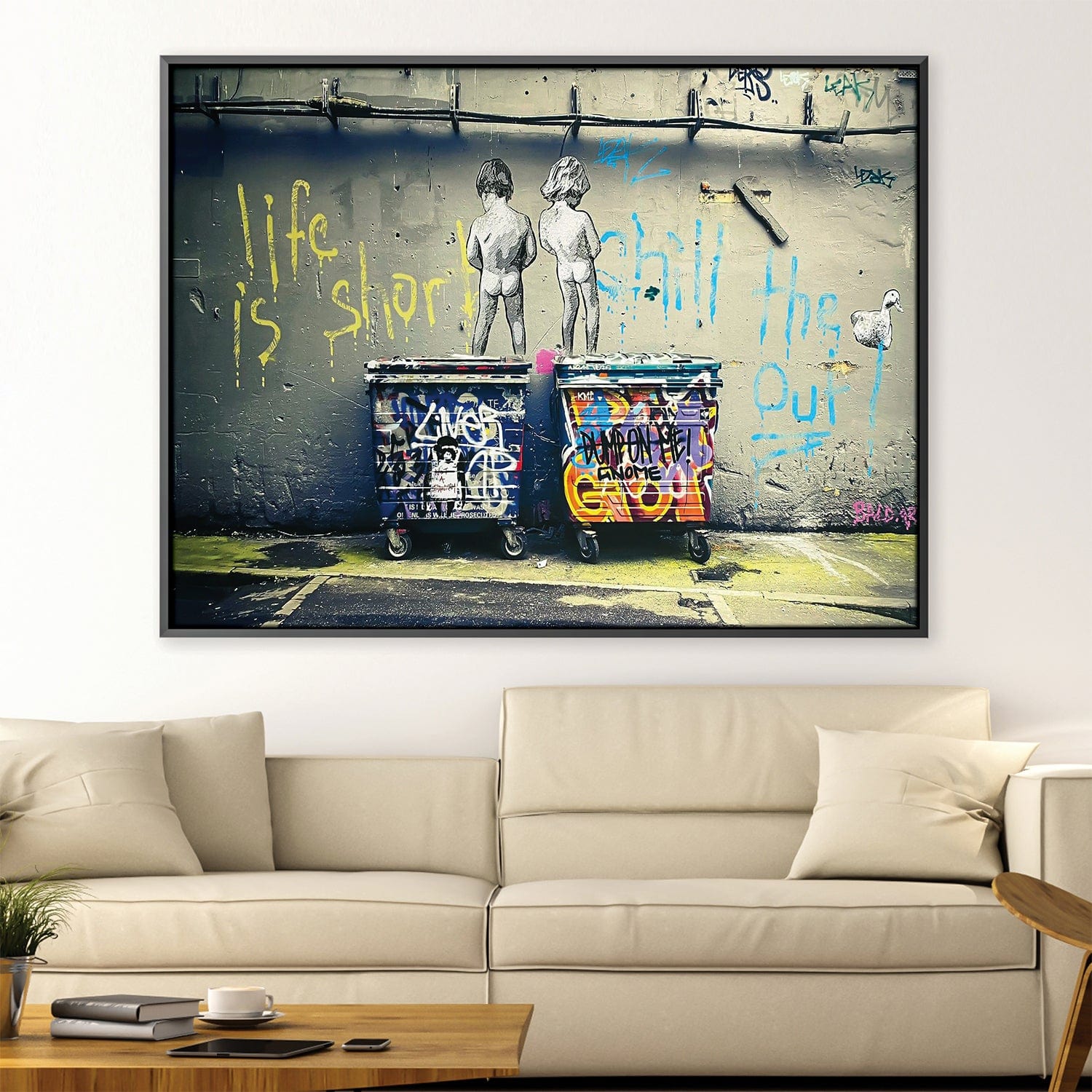 Banksy Life is Short Canvas Art 45 x 30cm / Unframed Canvas Print Clock Canvas