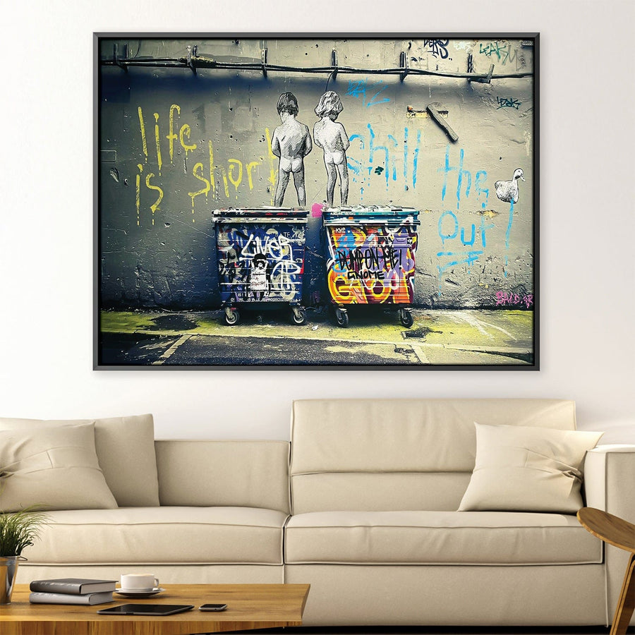 Banksy Life is Short Canvas Art 45 x 30cm / Unframed Canvas Print Clock Canvas