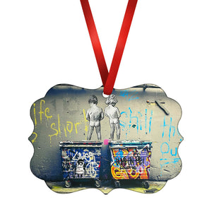 Banksy Life is Short Ornament Christmas Ornament Victorian 10.8 x 8cm Clock Canvas