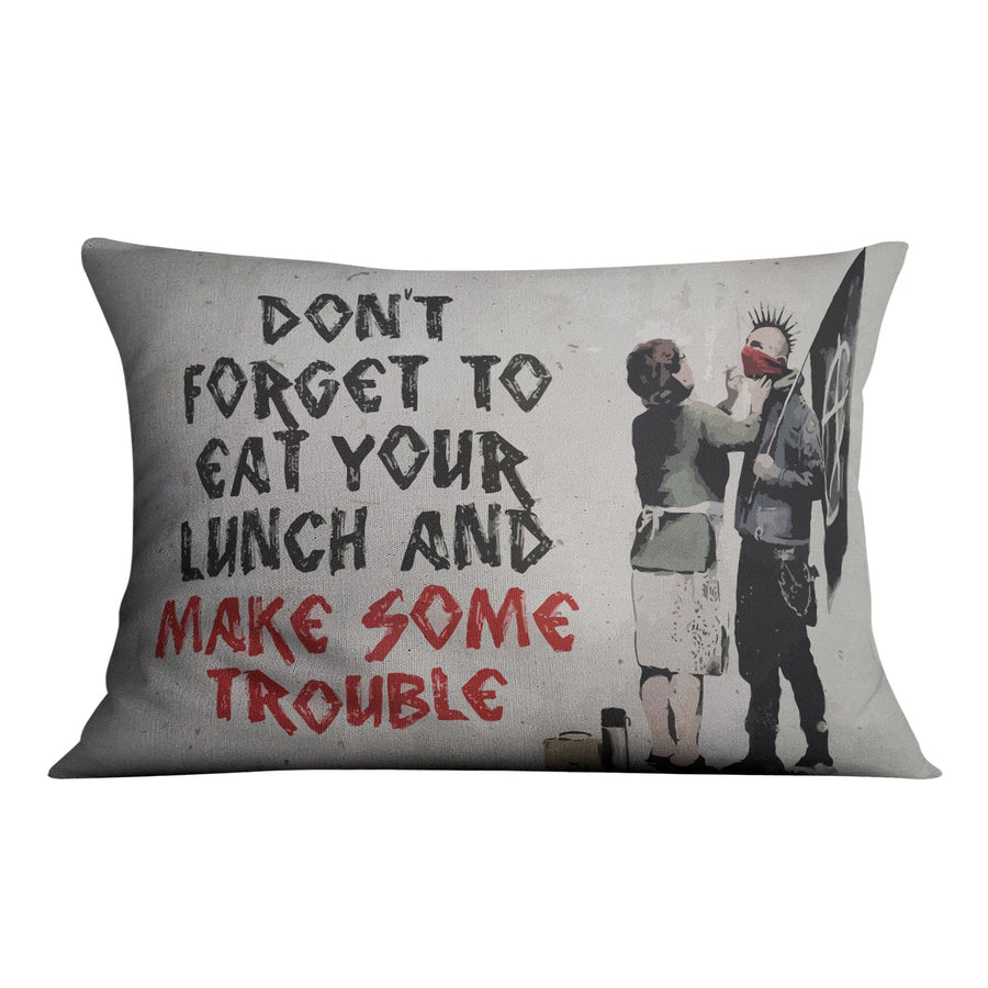 Banksy Make Some Trouble Cushion Cushion 48 x 33cm Clock Canvas