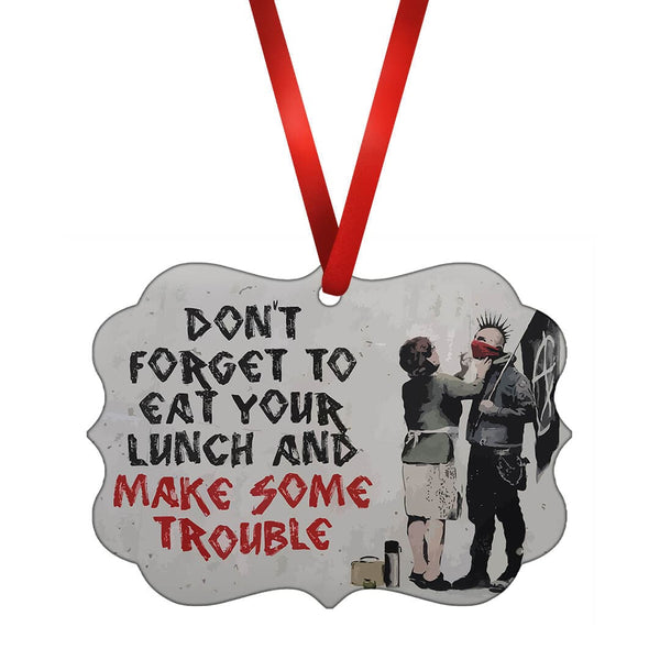 Banksy Make Some Trouble Ornament Christmas Ornament Victorian 10.8 x 8cm Clock Canvas