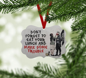 Banksy Make Some Trouble Ornament Christmas Ornament Victorian 10.8 x 8cm Clock Canvas