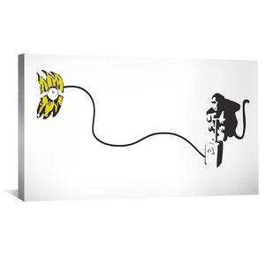 Banksy Monkey Banana Bomb Canvas Art 50 x 25cm / Unframed Canvas Print Clock Canvas