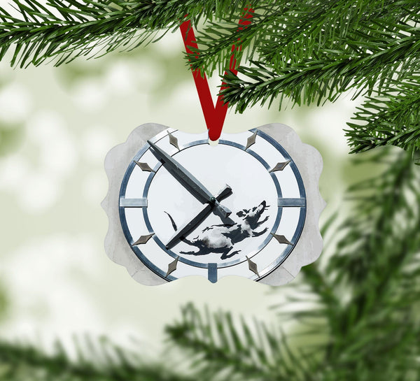Banksy New York Clock Rat Ornament Christmas Ornament Victorian 10.8 x 8cm Clock Canvas