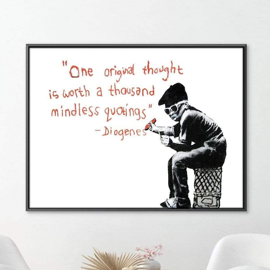 Banksy One Original Thought Canvas Art Clock Canvas