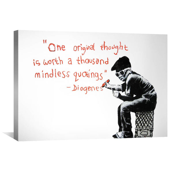 Banksy One Original Thought Canvas Art Clock Canvas