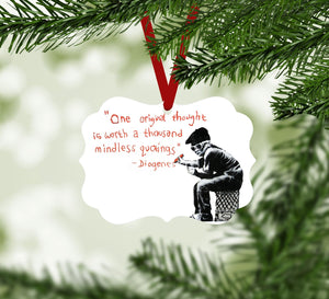 Banksy One Original Thought Ornament Christmas Ornament Victorian 10.8 x 8cm Clock Canvas