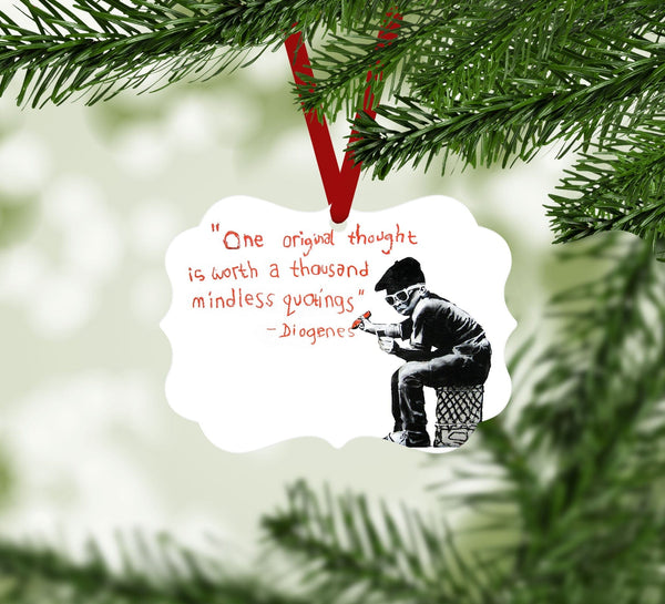 Banksy One Original Thought Ornament Christmas Ornament Victorian 10.8 x 8cm Clock Canvas