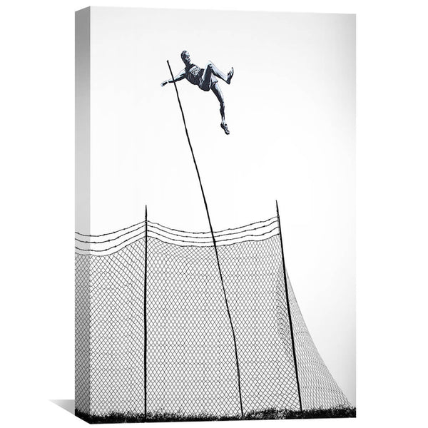 Banksy Pole Vaulter Canvas Art 30 x 45cm / Unframed Canvas Print Clock Canvas