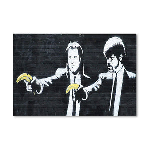 Banksy Pulp Fiction Banana Guns Canvas Art Clock Canvas