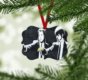 Banksy Pulp Fiction Banana Guns Ornament Christmas Ornament Victorian 10.8 x 8cm Clock Canvas