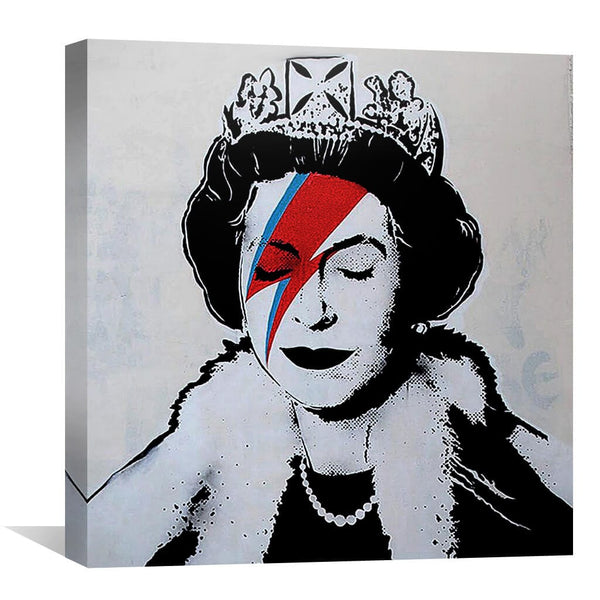 Banksy Queen Canvas Art 30 x 30cm / Unframed Canvas Print Clock Canvas