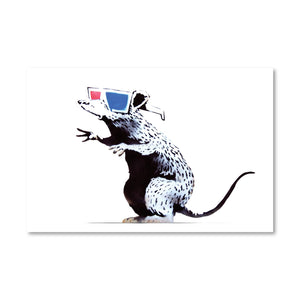 Banksy Rat Wearing 3D Glasses Canvas Art Clock Canvas