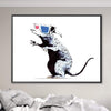 Banksy Rat Wearing 3D Glasses Canvas Art Clock Canvas