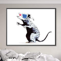 Banksy Rat Wearing 3D Glasses Canvas Art Clock Canvas