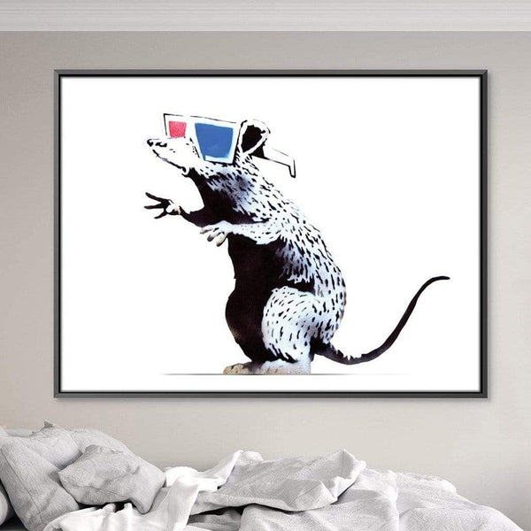 Banksy Rat Wearing 3D Glasses Canvas Art Clock Canvas
