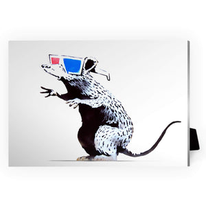 Banksy Rat Wearing 3D Glasses Desktop Canvas Desktop Canvas 18 x 13cm Clock Canvas