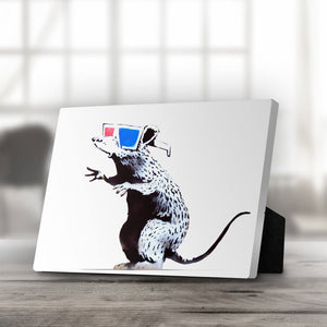 Banksy Rat Wearing 3D Glasses Desktop Canvas Desktop Canvas 25 x 20cm Clock Canvas