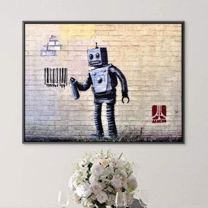 Banksy Robot Canvas Art Clock Canvas