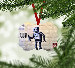 Banksy Robot Ornament Christmas Ornament Victorian 10.8 x 8cm Clock Canvas