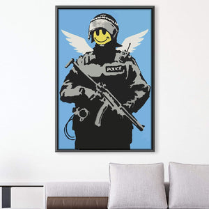 Banksy Smiley Police Man Canvas Art Clock Canvas
