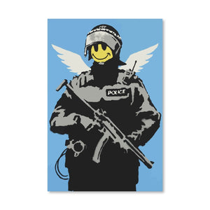Banksy Smiley Police Man Canvas Art Clock Canvas