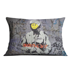 Banksy Smiley Riot Cop Cushion Cushion 48 x 33cm Clock Canvas
