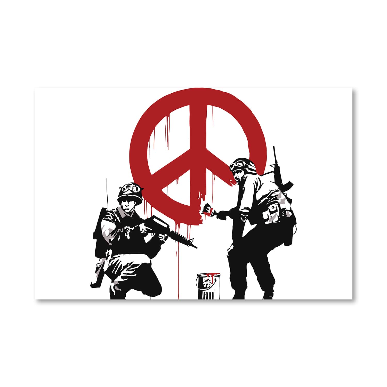 Banksy Soldiers Painting CND Sign Canvas Art Clock Canvas
