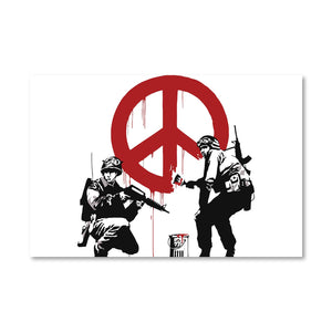 Banksy Soldiers Painting CND Sign Canvas Art Clock Canvas