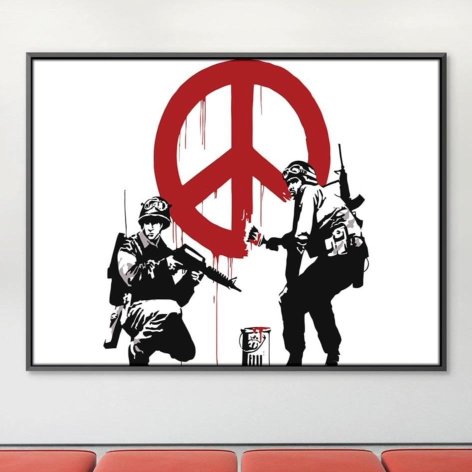 Banksy Soldiers Painting CND Sign Canvas product thumbnail