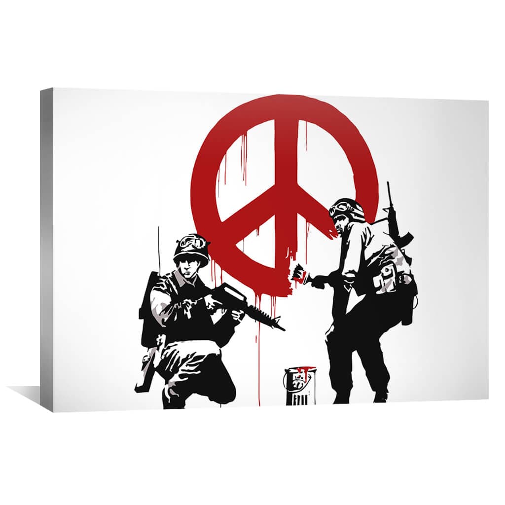 Banksy Soldiers Painting CND Sign Canvas | Canvas Wall Art