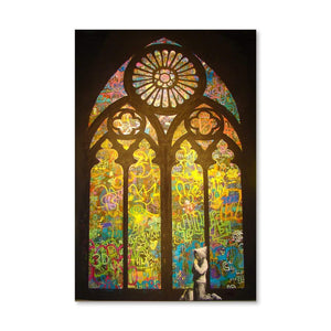 Banksy Stained Glass Window Canvas Art Clock Canvas