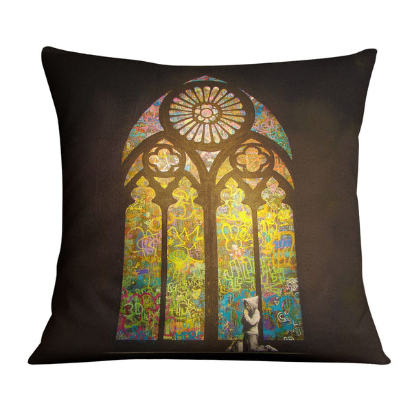 Banksy Stained Glass Window Cushion Cushion Cushion Square Clock Canvas