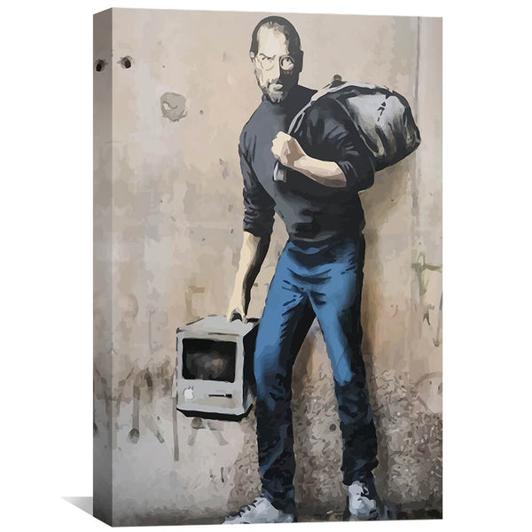 Banksy Steve Jobs Canvas Art 30 x 45cm / Unframed Canvas Print Clock Canvas