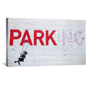 Banksy Swing Girl Canvas Art 50 x 25cm / Unframed Canvas Print Clock Canvas